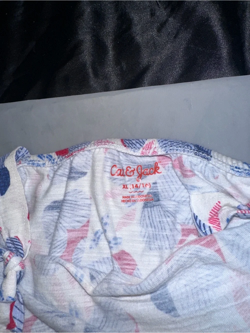 Cat & Jack White Floral Print Girls One-Piece Romper with Red and Blue Accents